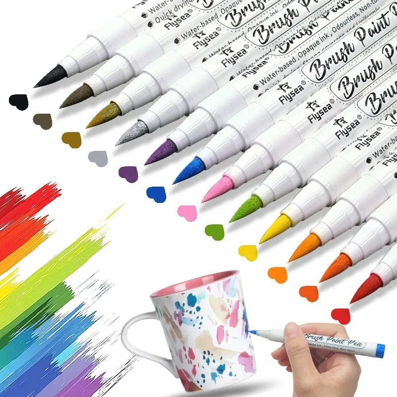Soft head gouache pen acrylic marker set for hand lettering and art in multiple colour collections