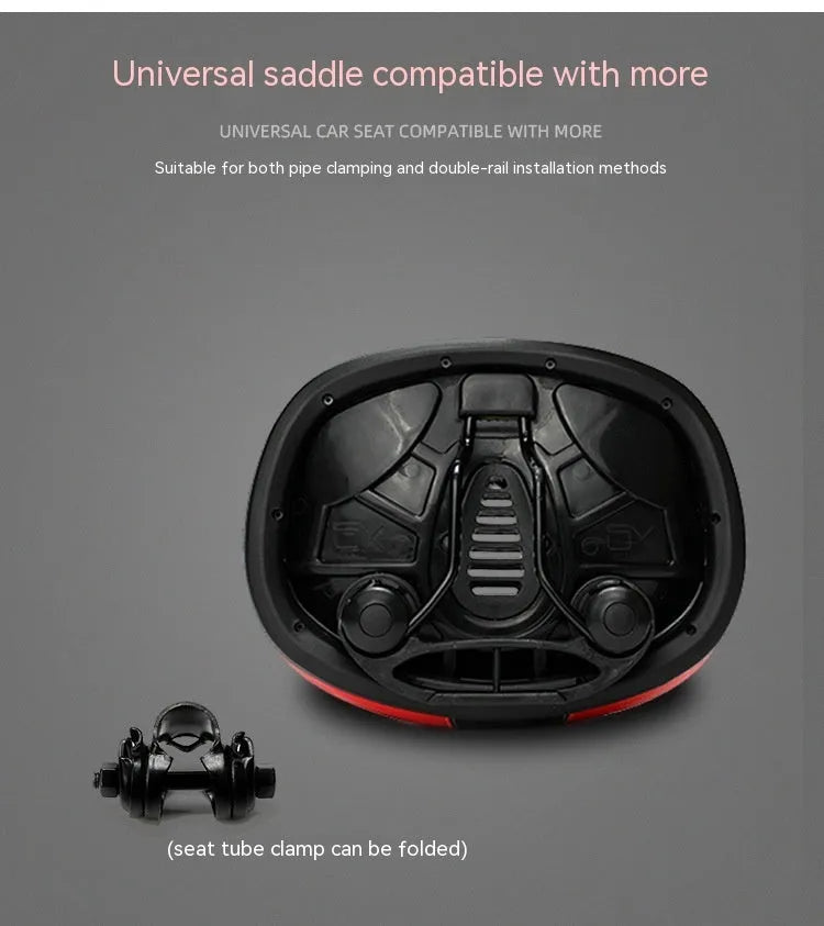 Thickened bicycle saddle in red with 210x270mm dimensions and reflective details