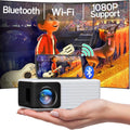 WIFI Wireless Projector 720p HD Smart Android with Bluetooth and remote control on a table