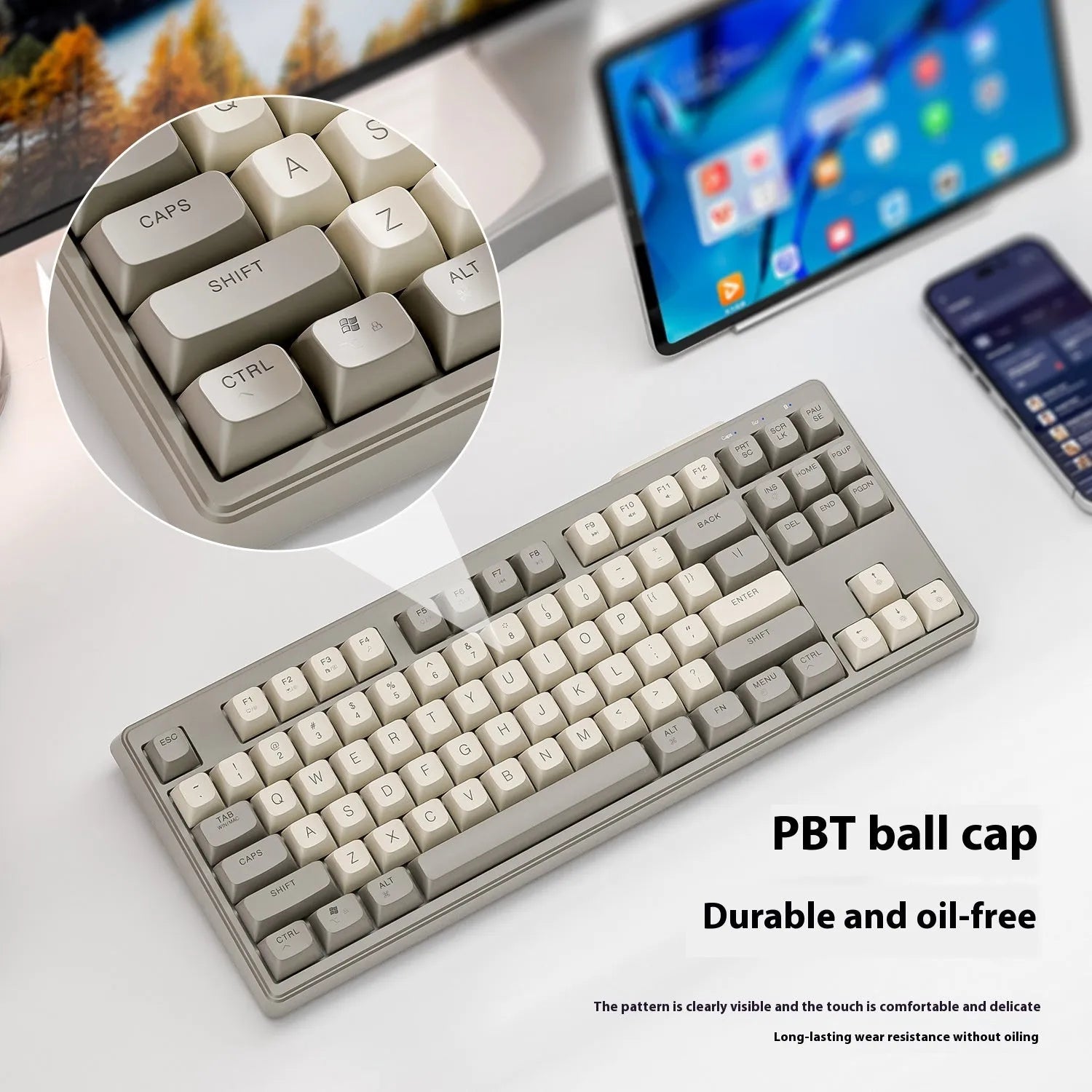 Free Wolf M87 wireless Bluetooth dual-mode mechanical feeling keyboard in selected colour with USB receiver and charging cable