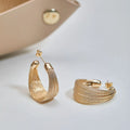 Geometric multi-layer bracelet earrings in silver and gold electroplated copper with stud and clip-on options