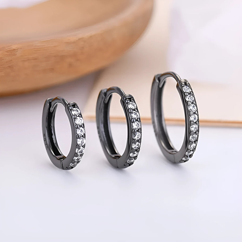 Gang Drill Zircon Stud Earrings silver needle green copper geometric starry sky design unisex Korean style