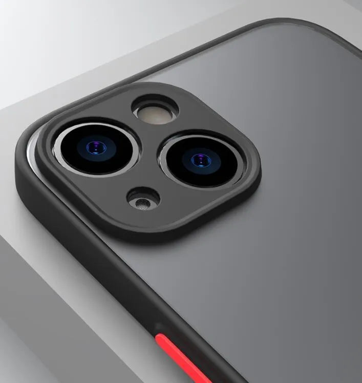 Frosted hard plastic iPhone case in solid colour with fine hole design for anti-fall protection.