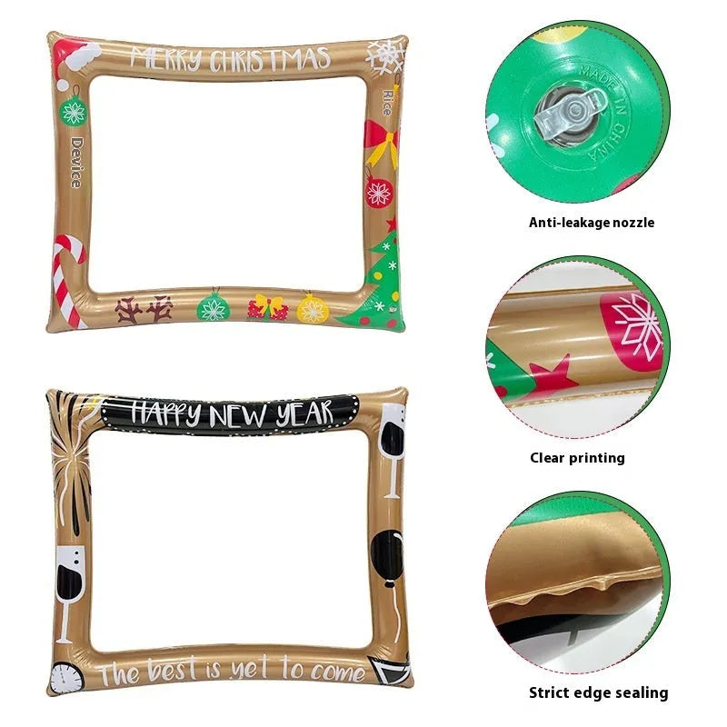 Christmas inflatable PVC photo frame prop for holiday group pictures