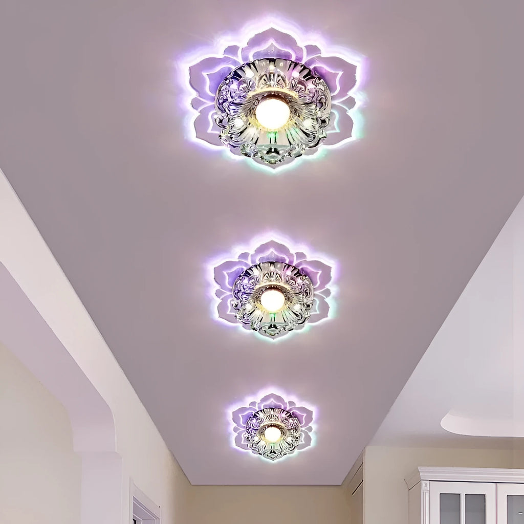 Modern minimalist round crystal ceiling lamp for corridor with 11W colourful light options