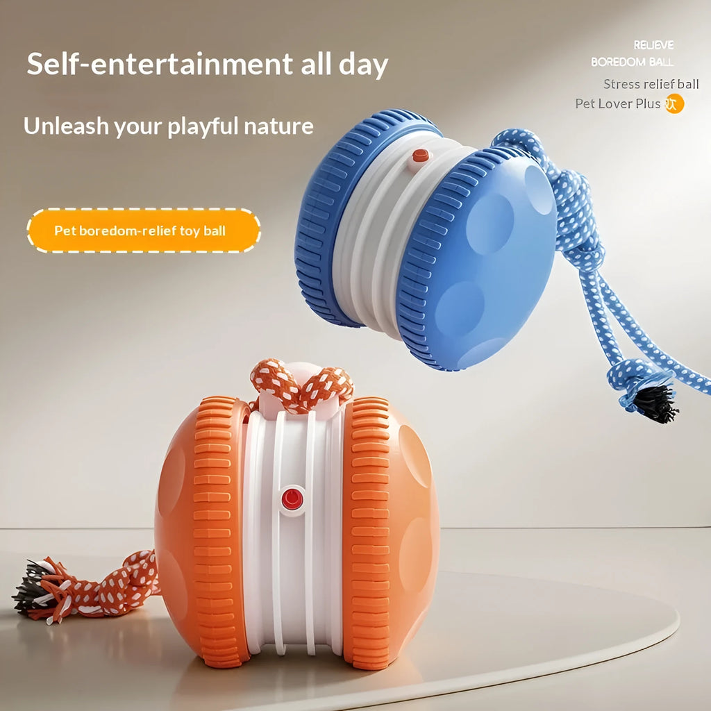 Rechargeable orange rolling ball pet toy made from durable ABS plastic with automatic movement for cats and dogs