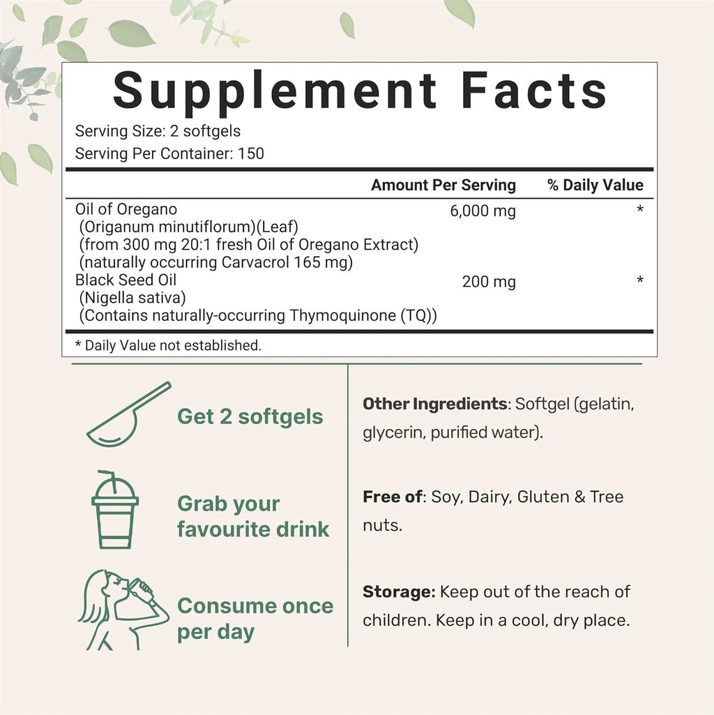 Butter Black Seed Oil Soft Capsules pack showing 180 or 300 tablet options for adult dietary supplementation