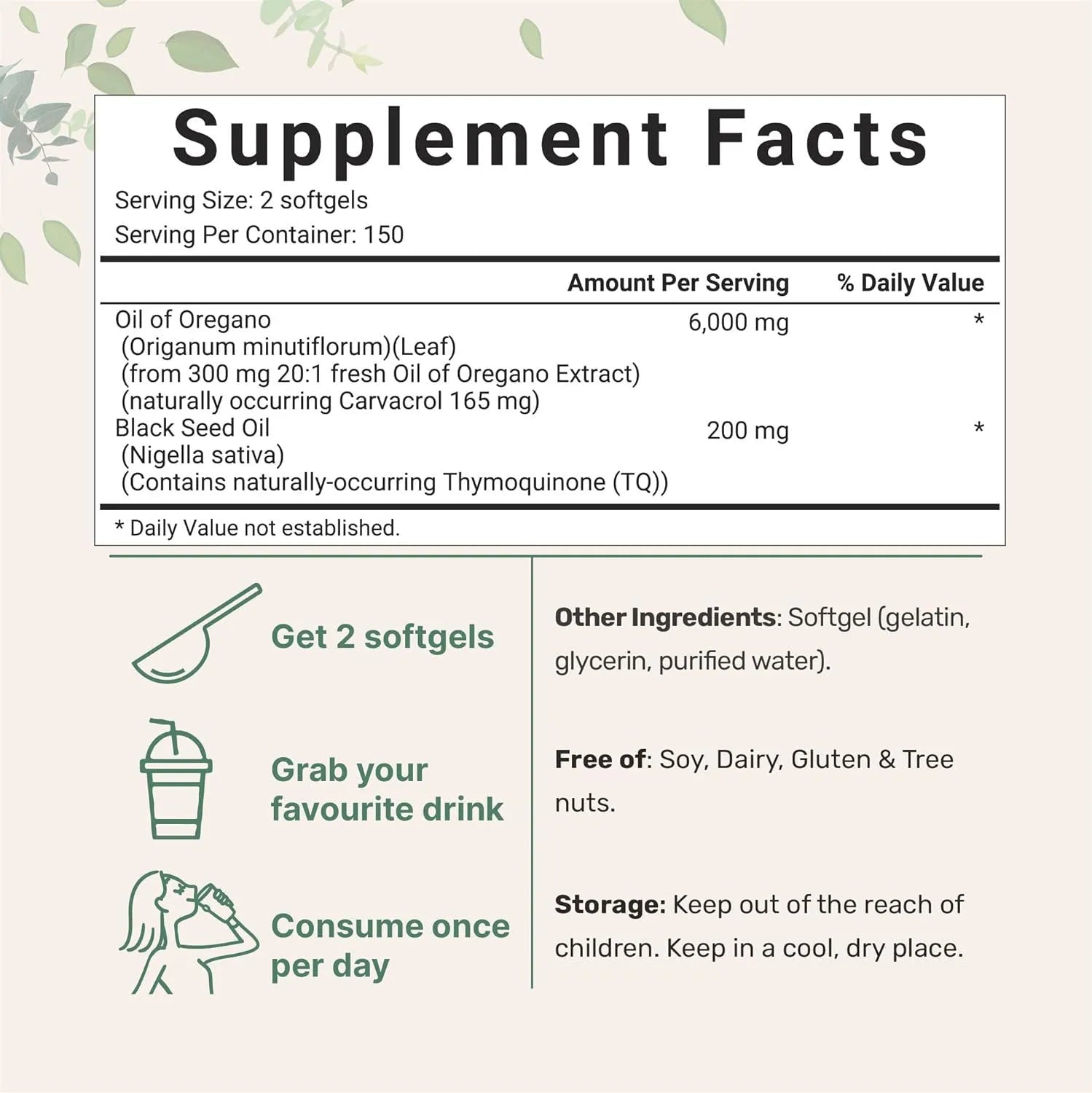 Butter Black Seed Oil Soft Capsules pack showing 180 or 300 tablet options for adult dietary supplementation