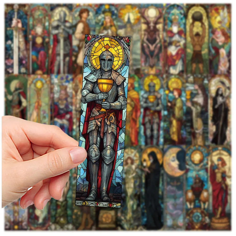 30 painted glass tarot bookmarks with cute homemade style and paper construction