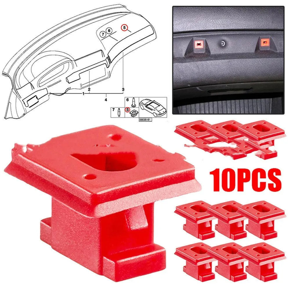 10 plastic BMW interior door trim panel clips in walnut colour with snap-on fasteners