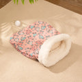 Flannel cat sleeping bag nest pet bed measuring 50x40cm in three design options