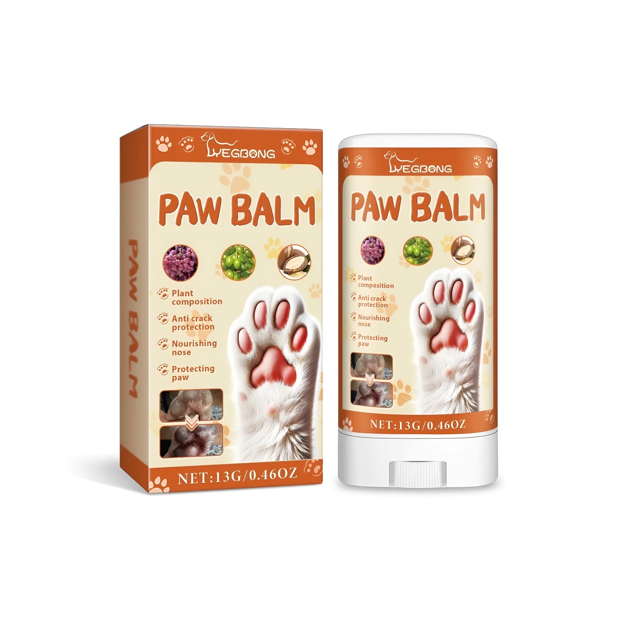 13g tube of pet anti cracking paw protection cream for dogs and cats.