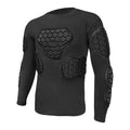Men's goalkeeper anti-collision long-sleeved top and pants with honeycomb padding in black.