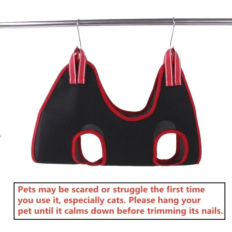 Pet grooming hammock restraint bag for cats and dogs hanging for nail cutting and bathing
