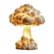Mushroom cloud shaped table lamp depicting atomic explosion with USB power connection