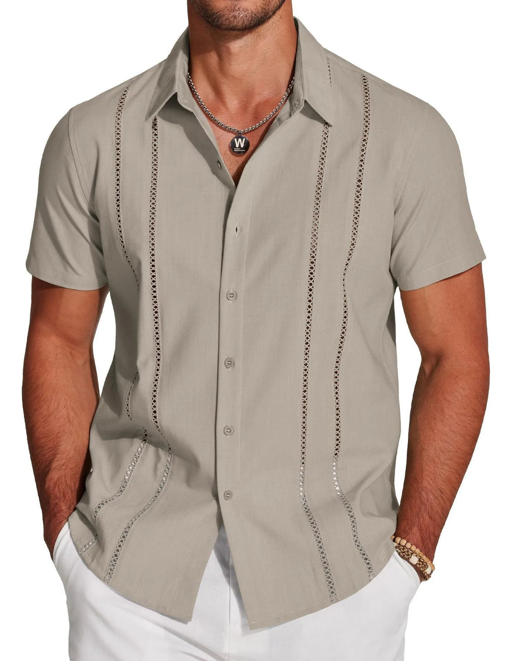 Men's slim fit Hawaiian short sleeve shirt in digital printed polyester available in multiple colours