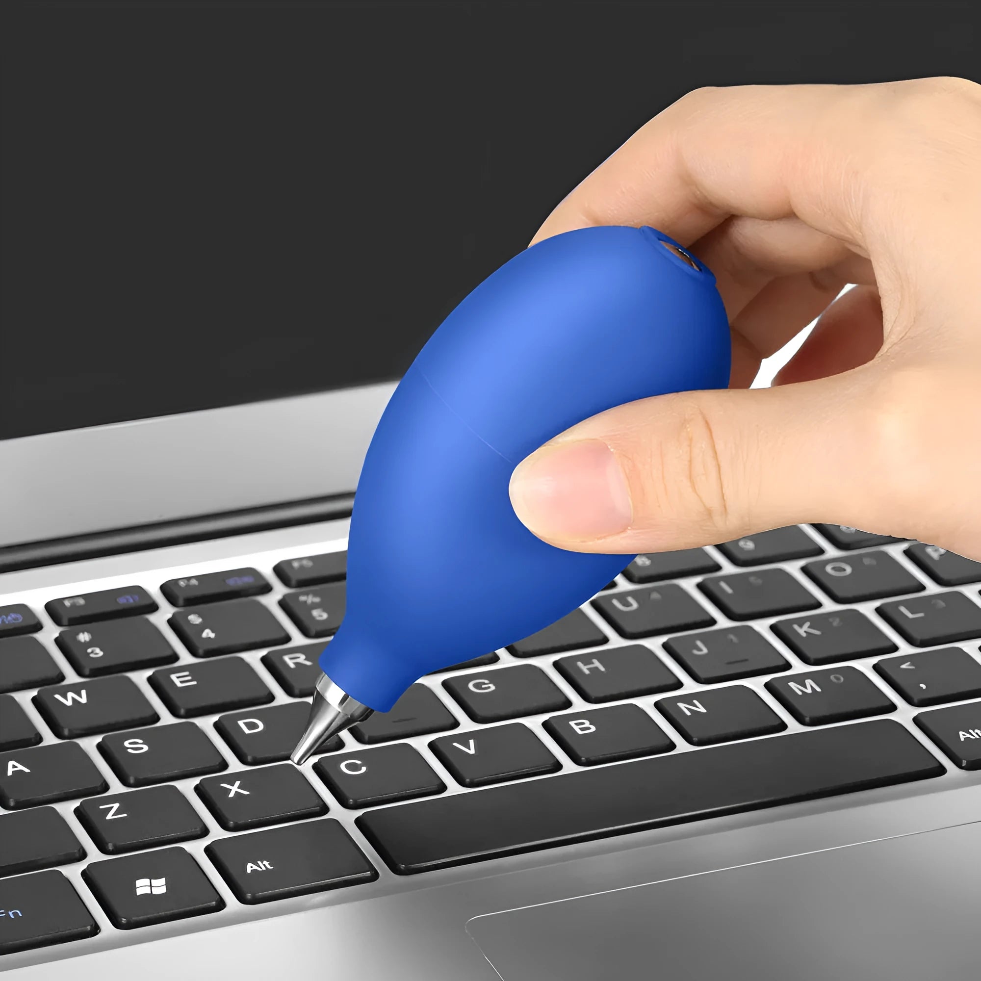 Blue rubber dust removal ball for cleaning camera lenses and electronics