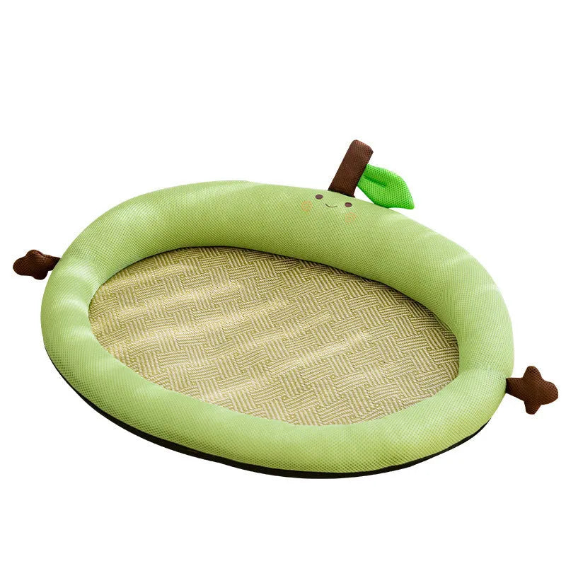 Green fruit-shaped backrest pet bed mat sized large for dogs and cats