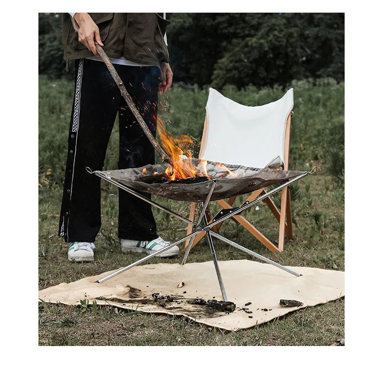 Silver stainless steel barbecue grill net shown in medium and large size options.