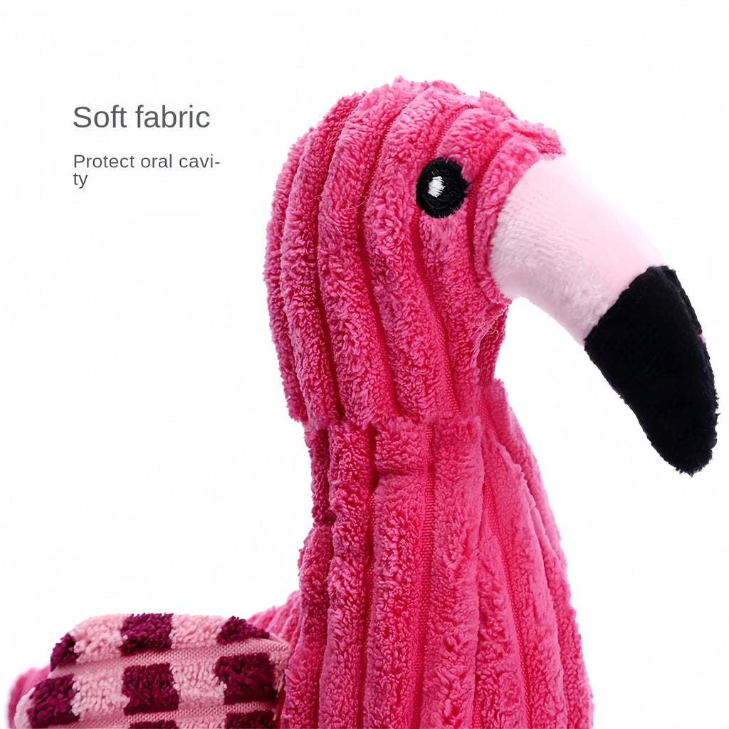 Pink animal-shaped corduroy squeaky dog toy for small and large breeds