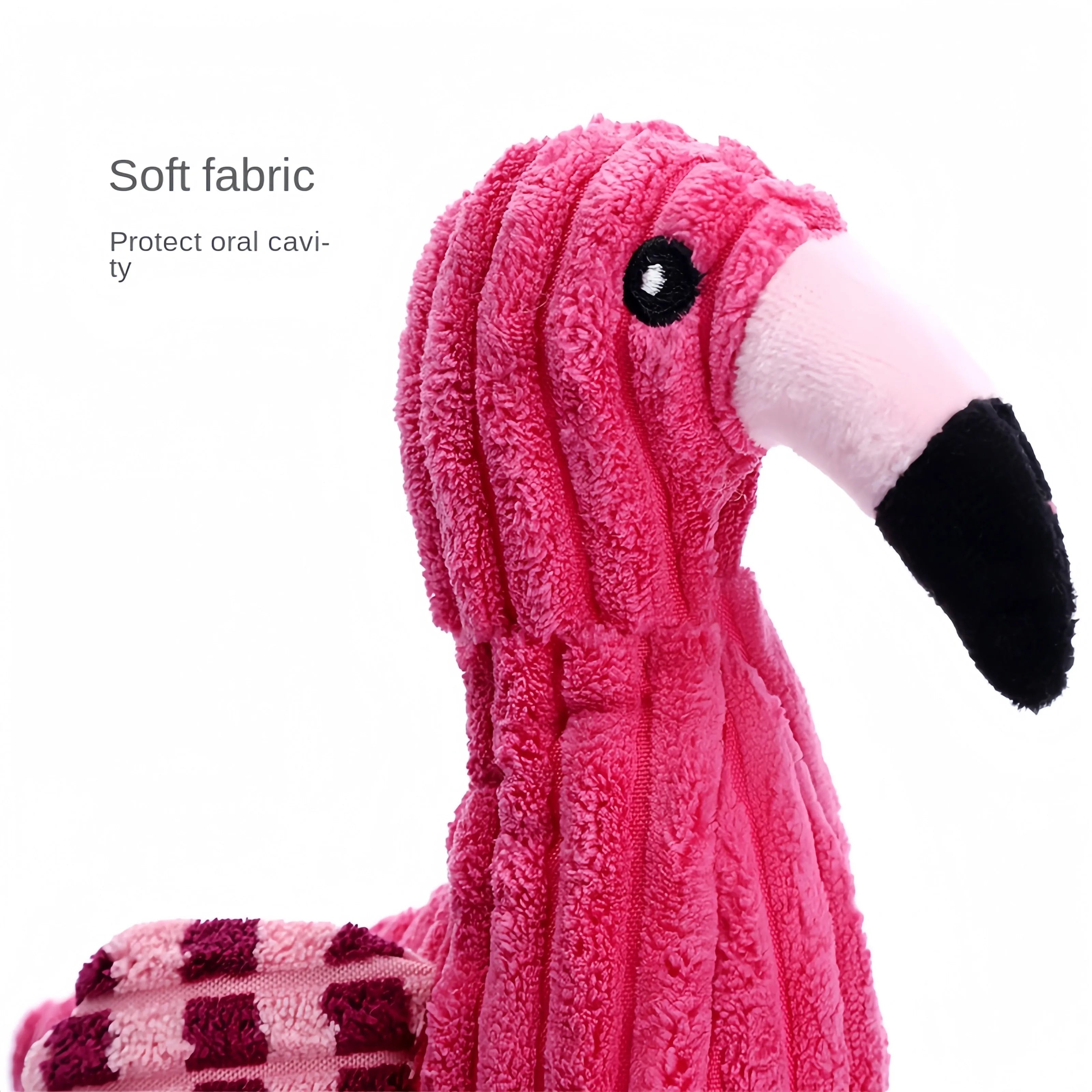 Pink animal-shaped corduroy squeaky dog toy for small and large breeds