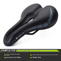 Bicycle seat cushion with hollow centre design, PU leather exterior, dimensions 270mm by 180mm
