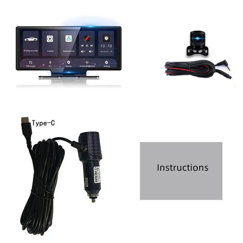 2.5K 11-inch black dash cam with 170° wide angle lens on dashboard