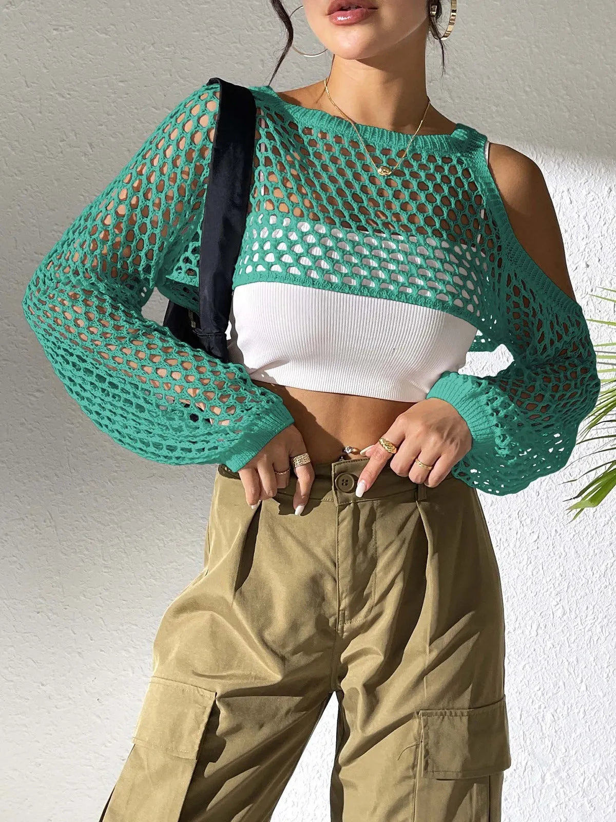 Mesh beach shirt with hollowed navel design in polypropylene fabric, shown in multiple colour options