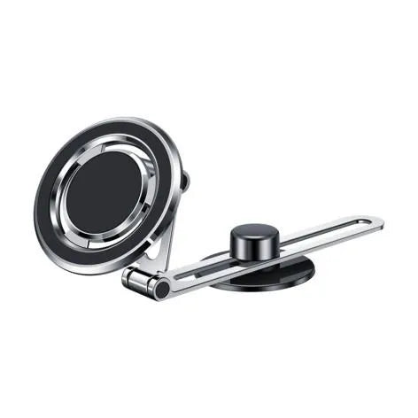 Car F62 stretch magnetic phone bracket in gun colour with adhesive backing mounted on dashboard