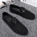 Men's black and grey suede casual shoes with rubber soles for summer wear