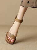 Retro ankle-strap platform high heels for women in white or khaki with round toe design