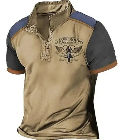 Golf polo shirt in bird eye cloth fabric with 3D printed design, loose fit pullover style
