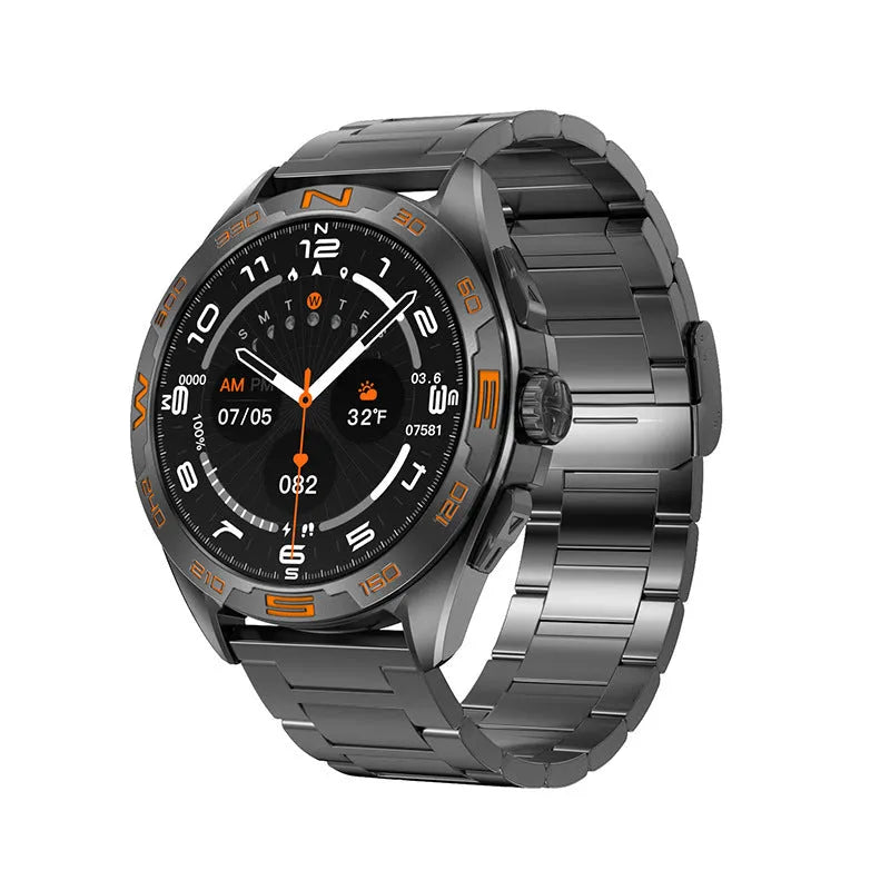 Men's smartwatch with blood pressure monitoring and WhatsApp reply functionality in black, silver, black steel or silver steel colours