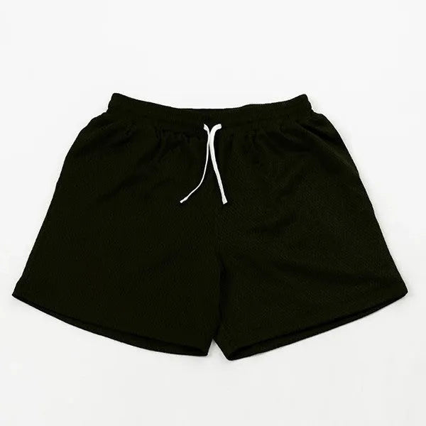 Men's quick-drying mesh shorts in black red green purple blue colours for summer running and fitness