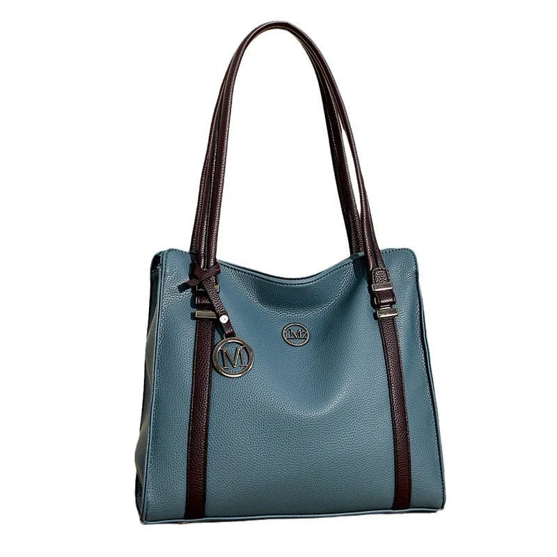 Soft PU leather women's crossbody bag in retro style with double straps, shown in a choice of five colours.