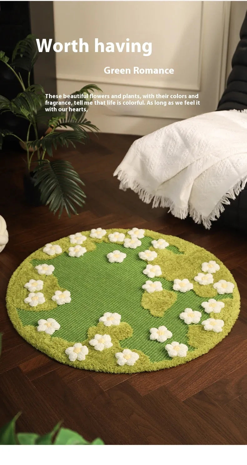 Flower sisal cat scratching pad in pastoral style with 80cm diameter on a floor