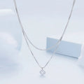 Women's double-layer silver necklace with 925 sterling silver pendant and pearl chain design