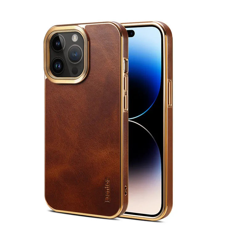 Handmade vintage leather phone case for iPhone with 360 degree protection