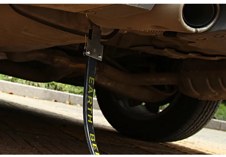 Black rubber car electrostatic grounding chain with copper wire, 370mm long, for sedan SUV van.