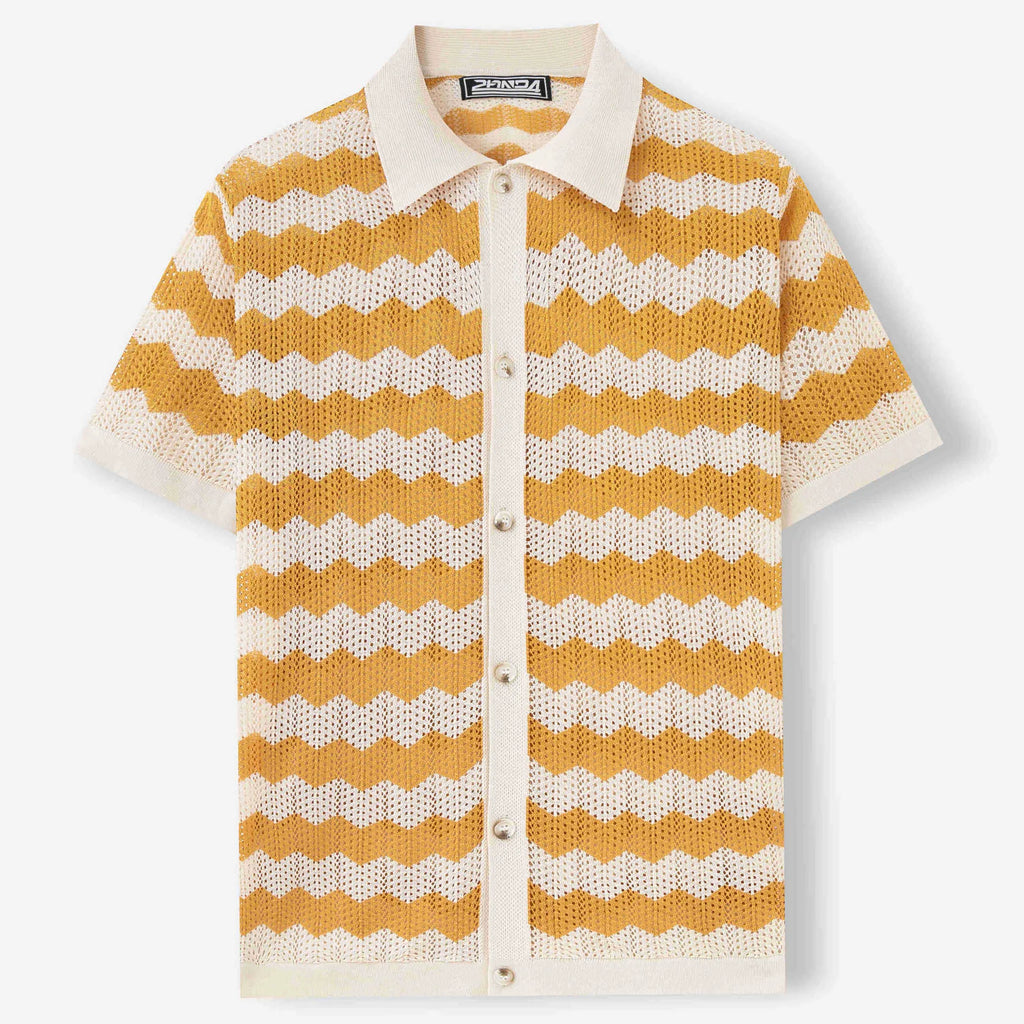 American-style hollow jacquard corrugated short-sleeve summer sweater in viscose Tencel