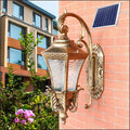 European-style black solar courtyard lamp with IP54 waterproof rating for outdoor wall mounting