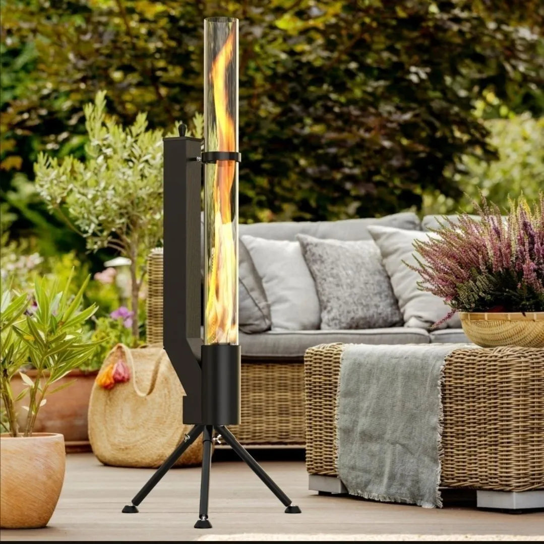 Vertical cast iron wood burning rocket furnace heating stove for courtyard use