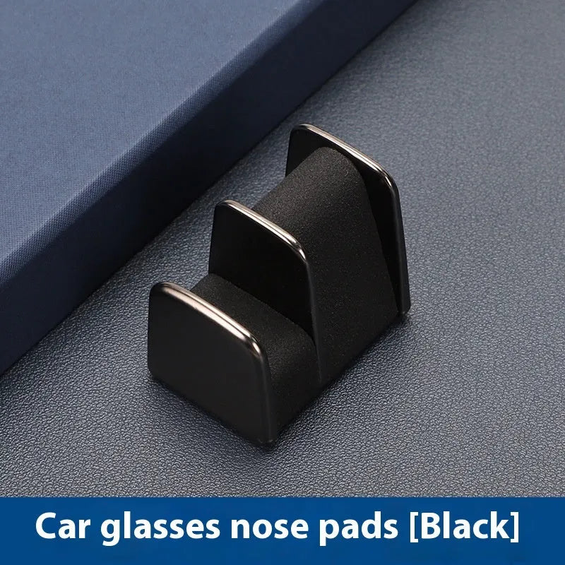 Zinc alloy and leather car dashboard clip for holding sunglasses, in black colour