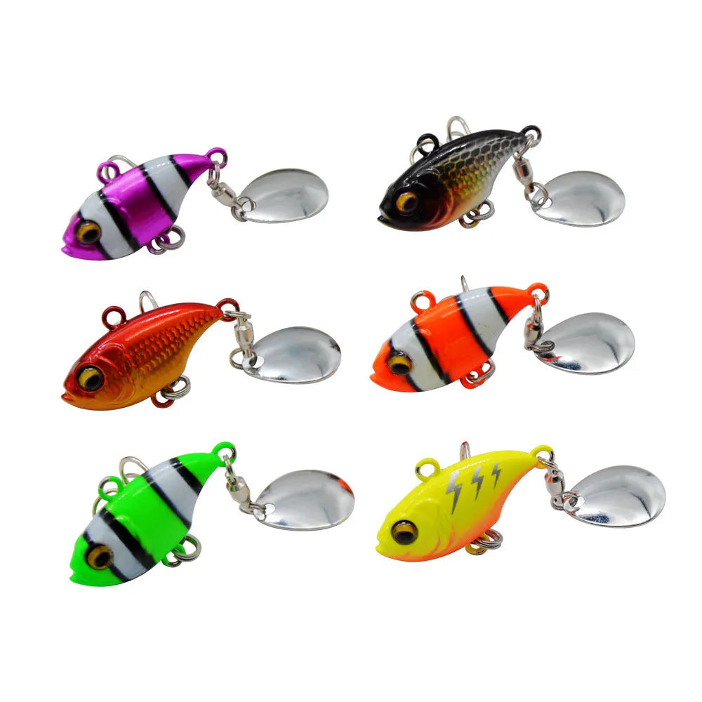 Metal sea fishing iron plate lure with rotating sequin in gold colour