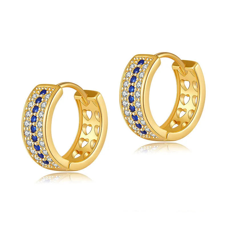 Geometric round women's earrings with 18K gold electroplated finish over copper