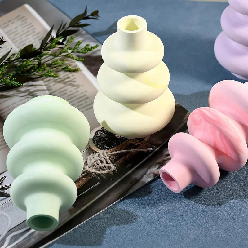 Three layer circular vase ornaments silicone baking mould in modern simplicity style