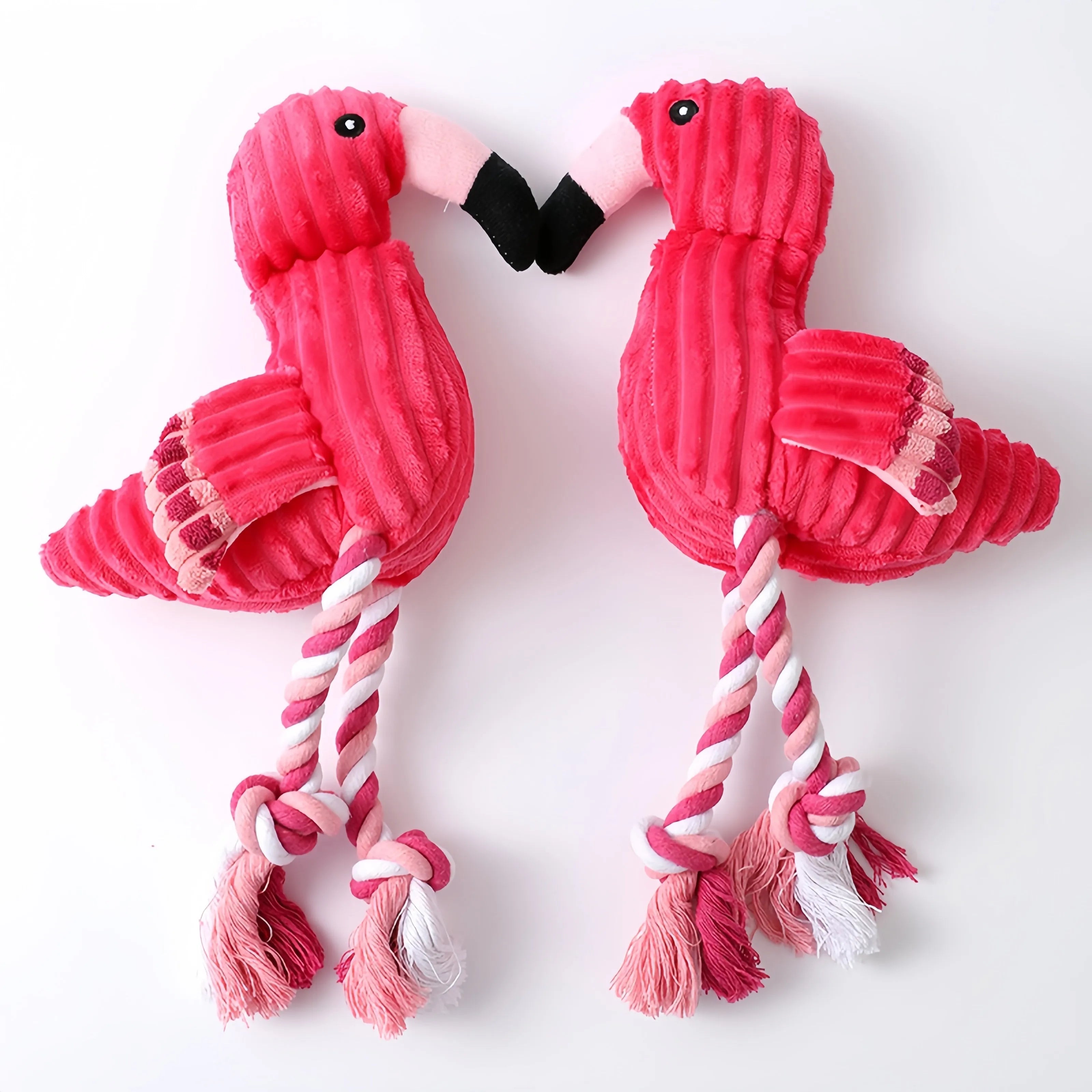 Pink animal-shaped corduroy squeaky dog toy for small and large breeds