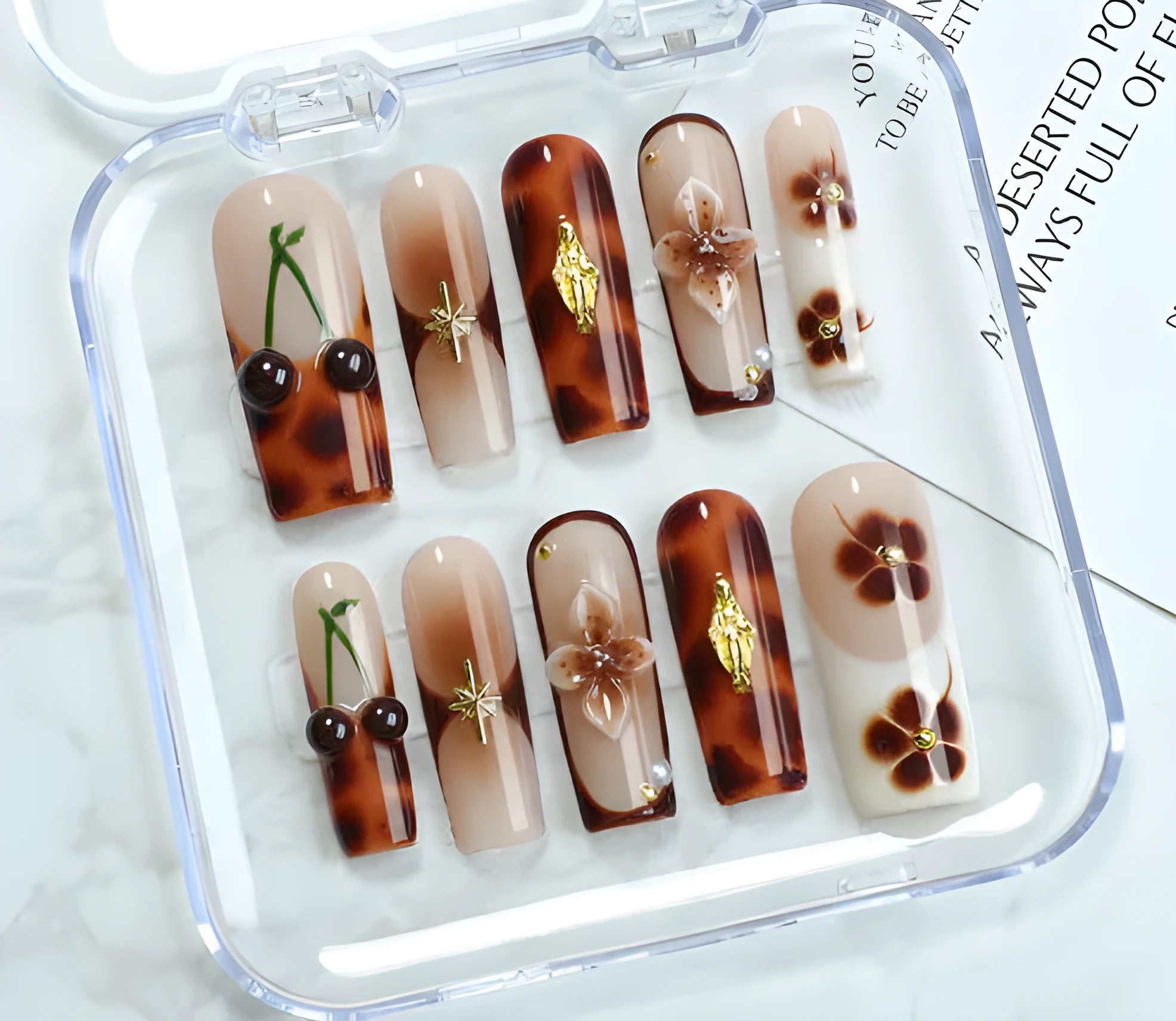 Handmade wearable nail painting kit with jelly glue, rubbing strip, nail patch in OPP bags