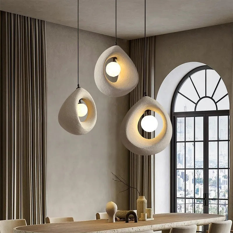 Retro industrial pendant light with milky white glass shade 32cm diameter
