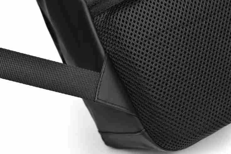 Black waterproof PU leather backpack for men with large capacity and computer compartment